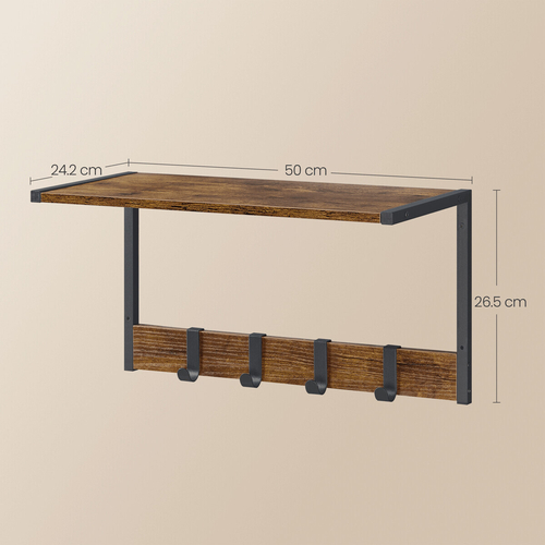 Set 2 nástěnných poliček, mdf, hnědá, ABP-E1083 OLW