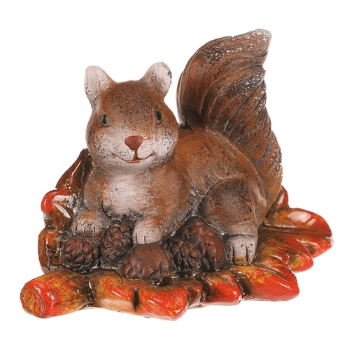 Veverka se šiškami na listu - keramická dekorace