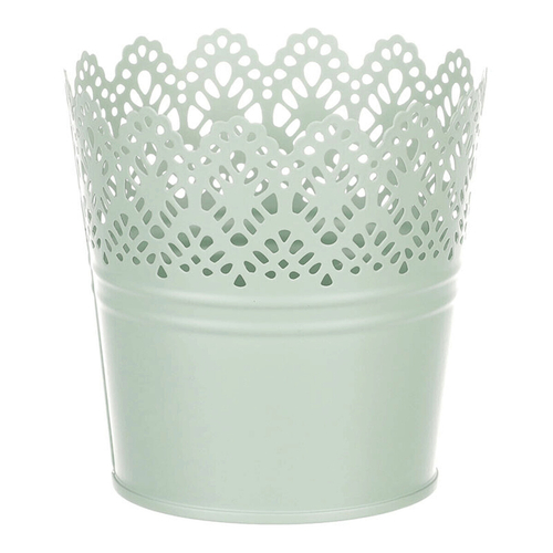 Obal kovový - kulatý, krajkový okraj, barva zelená