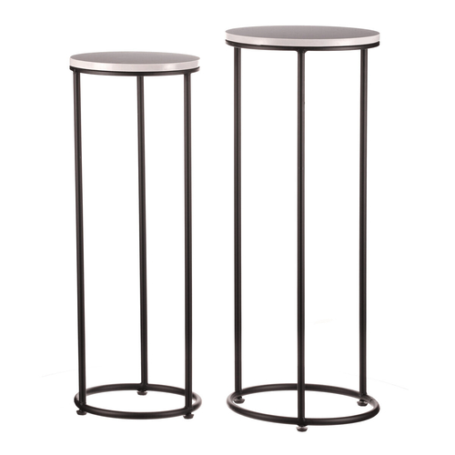 Stojan na květiny - kov, břidlicová deska, cena za sadu 2 ks