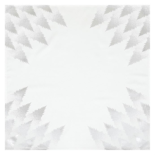 Ubrus šedý - stříbrné stromky v rozích, 100% polyester, 80 x 80 cm