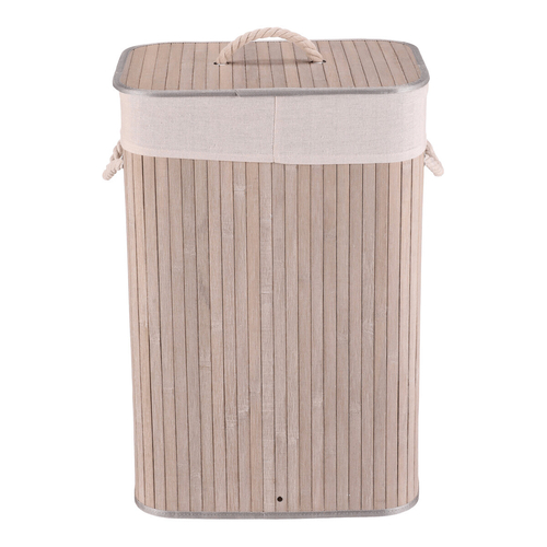 Koš prádelní - bambusový, s víkem, šedý