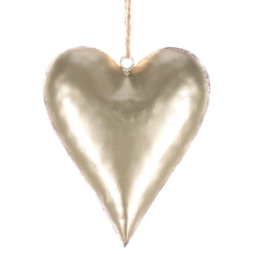 Srdce kovové - závěsná ozdoba, barva krémová