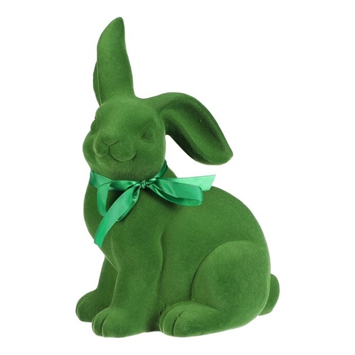 Zajíc - keramická figurka, semišový povrch, vel. L, zelená