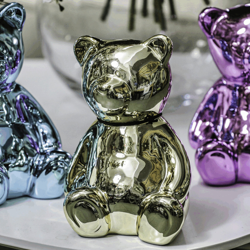 Medvěd - porcelánová figurka, mix 3 barev, vysoký lesk, cena za 1 ks