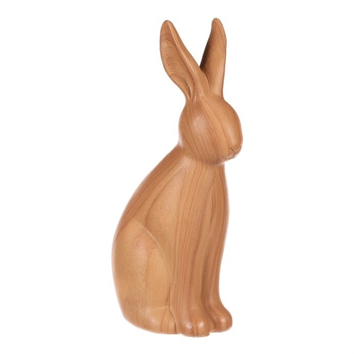 Zajíc - polyresinová figurka, velká, imitace dřeva