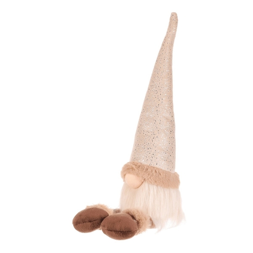 Skřítek - látková figurka, visící nohy, béžovo-hnědá