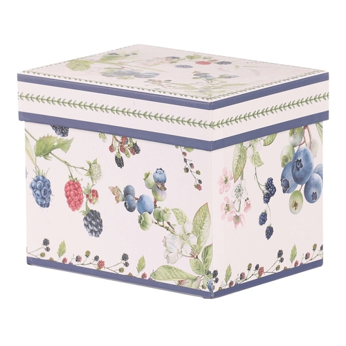 Hrneček v dárkové dóze - porcelán, bílý s lesními plody