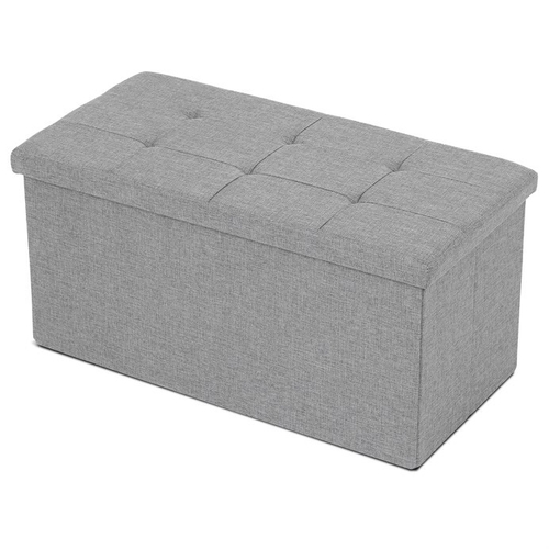 Taburet s úložným prostorem, šedá, jemně hrubá látka, TAB-462 GREY2