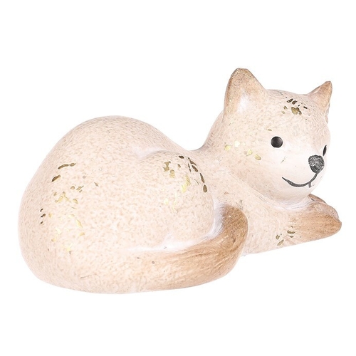 Kočka - keramická figurka, ležící, vel. S, barva krémová