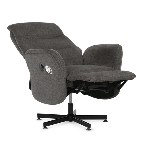 Polohovací křeslo, elektrické zabudované ovládání, šedá, látka, TV-C5479 GREY2