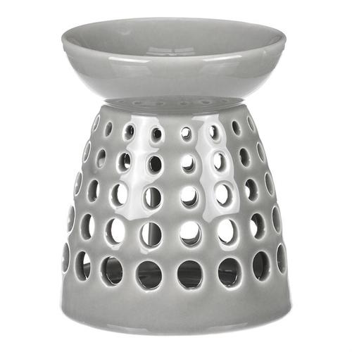 Aromalampa - porcelánová, kulaté otvory, barva šedá