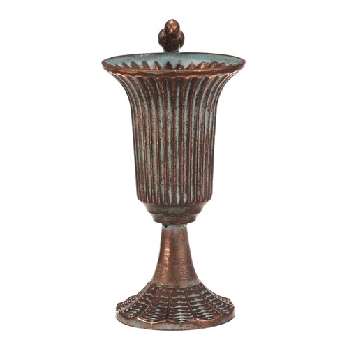 Číše kovová - 25 cm, s ptáčkem, barva měděná