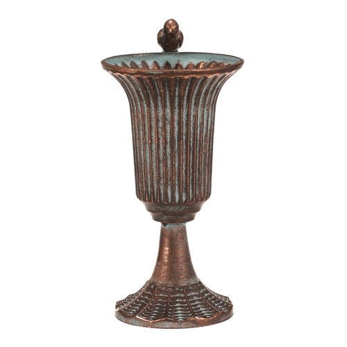 Číše kovová - 25 cm, s ptáčkem, barva měděná