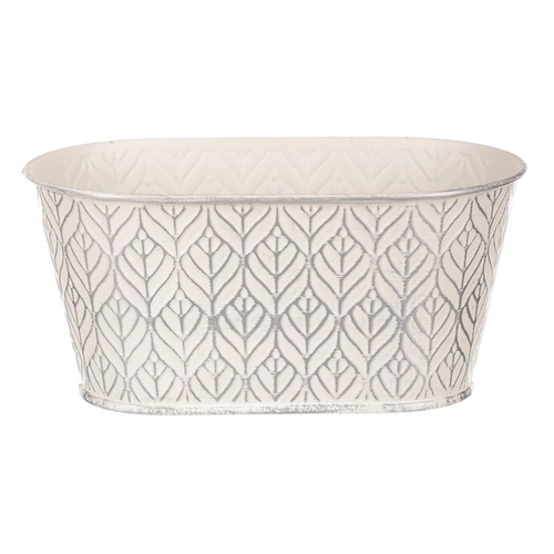 Obal kovový - truhlík, stříbrný vzor, barva krémová