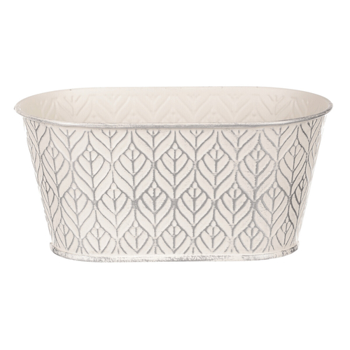 Obal kovový - truhlík, stříbrný vzor, barva krémová