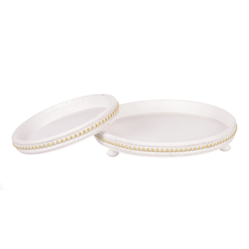 Tác dřevěný - kulatý tvar, bílý, cena za sadu 2 ks