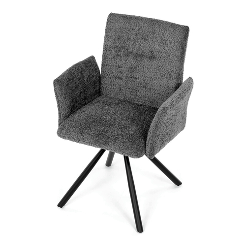 Jídelní židle otočná 180°, šedá, látka bouclé, DCH-W1117 GREY2