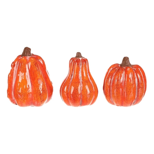 Dýně keramická - mix 3 druhů, oranžová, cena za balení (3 ks)
