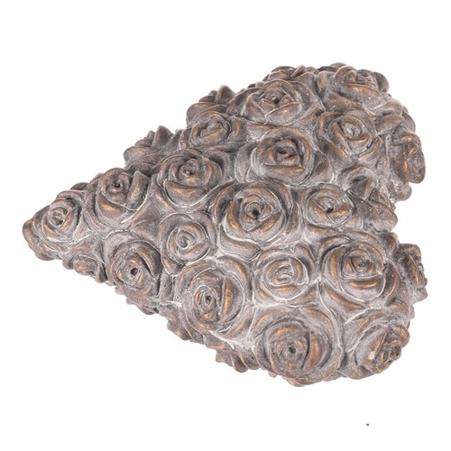 Srdce s růžemi - betonové, antracitově šedé