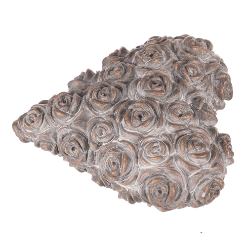 Srdce s růžemi - betonové, antracitově šedé