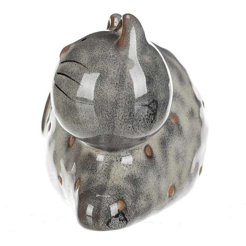 Kočka - keramická figurka, ležící, vel. S, hnědá