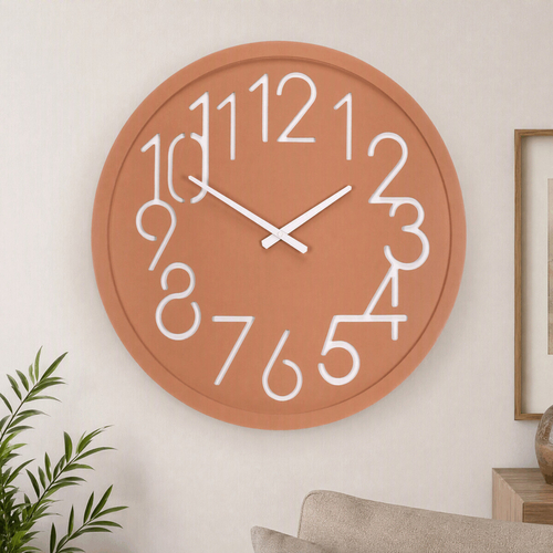 Hodiny nástěnné - pr. 60 cm, MDF, krémové