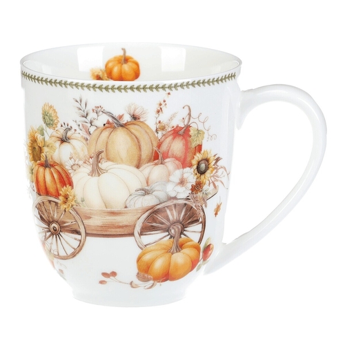 Hrnek porcelánový - 440 ml, dárkové balení, vůz plný dýní