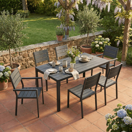 Zahradní sestava 156x78x74cm, polywood, šedá, AZS-B1656 GREY