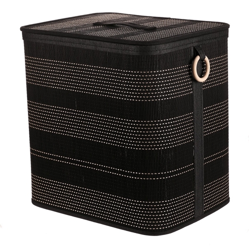 Koš regálový a prádelní - bambus, černý, cena za sadu 6 ks