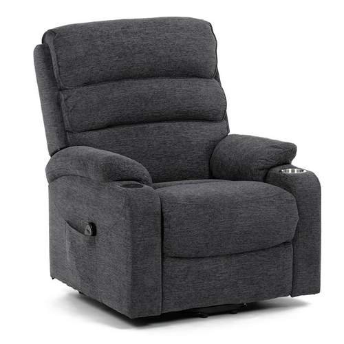Polohovací křeslo, elektrické kabelové ovládání, šedá, látka, TV-S8348 GREY2