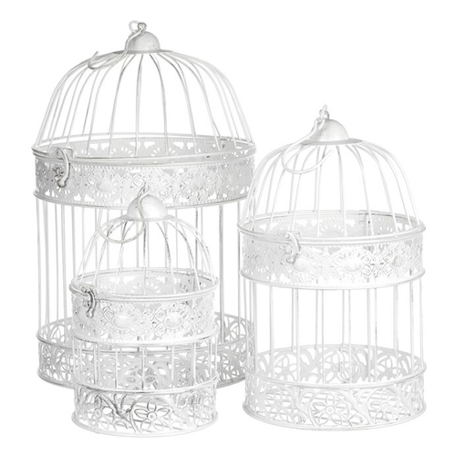 Klec kovová - závěsná, barva bílá, cena za sadu 3 ks