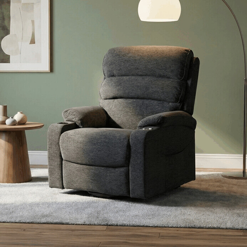 Polohovací křeslo, elektrické kabelové ovládání, šedá, látka, TV-S8348 GREY2