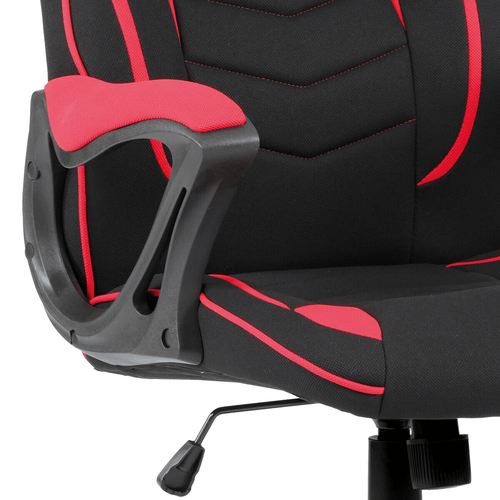 Herní křeslo, houpací mechanismus, černá látka, KA-G408 RED