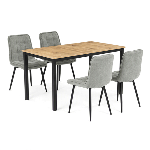 Jídelní set s 4 židlemi Leonis, zelená, 110x70x75cm, mdf, divoký dub, ASE-1043 GRN2