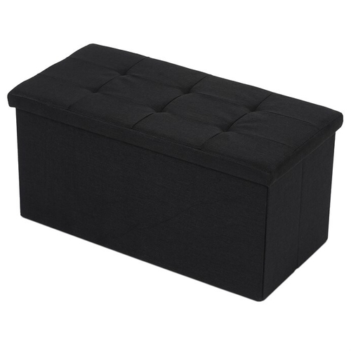 Taburet s úložným prostorem, černá, látka, TAB-462 BK2