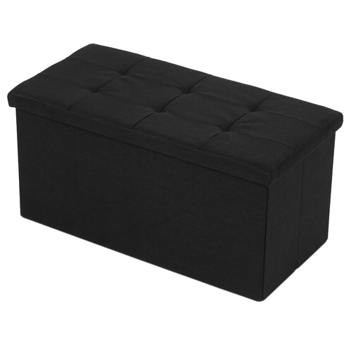 Taburet s úložným prostorem, černá, látka, TAB-462 BK2