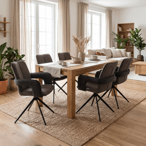 Jídelní židle otočná 180°, šedá, látka, DCH-F1146 GREY2