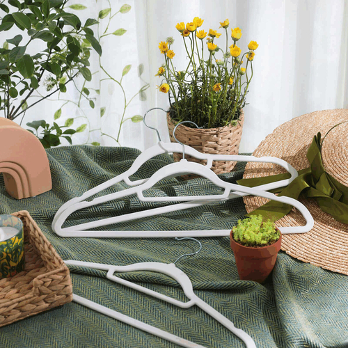 Sametová ramínka, plast, bílá, set 50 ks, ASR-E1020 WT