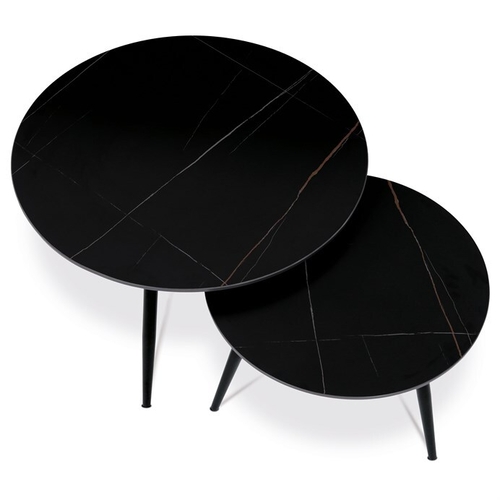 Konferenční stolek 80x80x45cm, slinutá keramika, mramor, AHG-403 BK