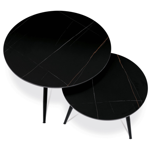 Konferenční stolek 80x80x45cm, slinutá keramika, mramor, AHG-403 BK