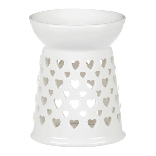 Aromalampa - porcelánová, se srdíčky, barva bílá