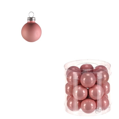 Kulaté skleněné ozdoby - pr. 3 cm, růžové, cena za balení (18 ks)