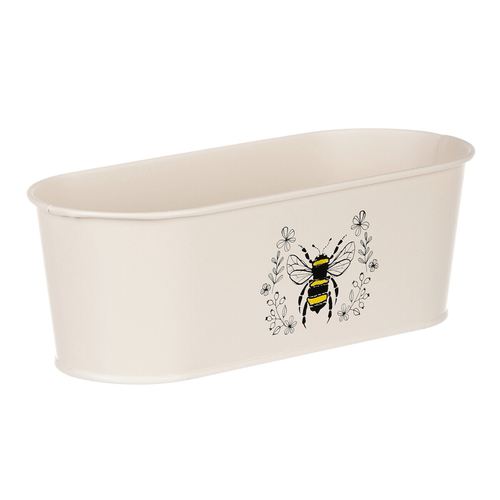Truhlík kovový - motiv včelky, barva krémová