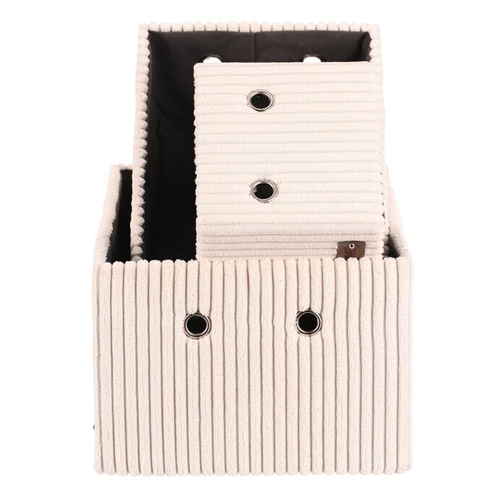 Koš regálový - manšestrový potah, krémový, cena za sadu 3 ks