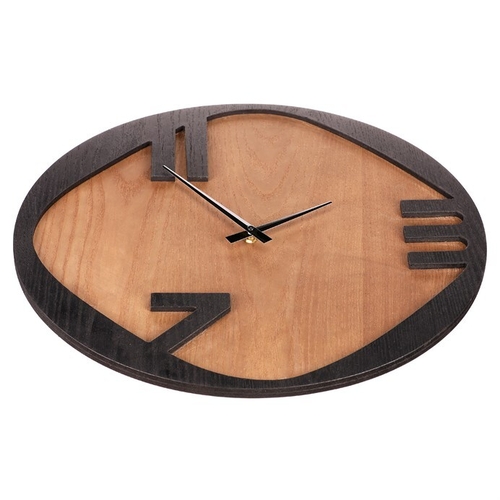 Hodiny nástěnné - pr. 45 cm, kov a MDF s jasanovou dýhou