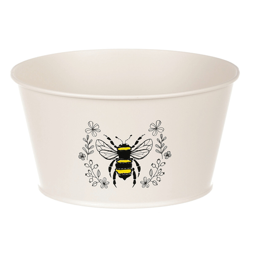 Obal kovový - nízký, motiv včelky, barva krémová
