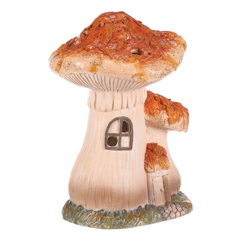 Domeček z magnesia - houba, s LED osvětlením, oranžová stříška