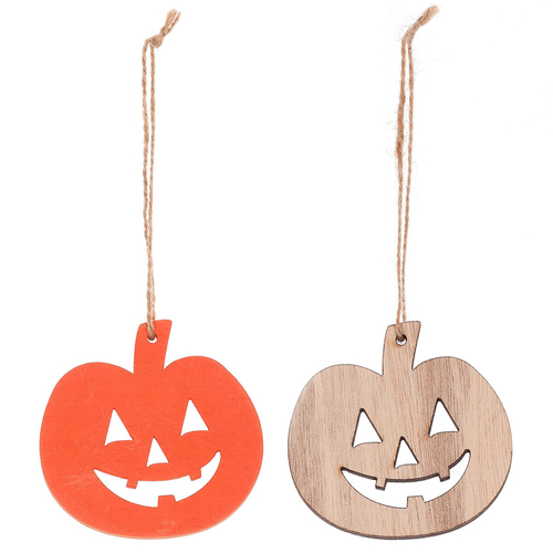Dýně s obličejem na pověšení - dřevo, mix 2 barev, cena za balení (8 ks)