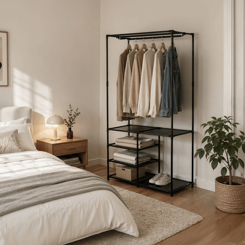 Stojan na šaty, kov, černá, GD-172 BK